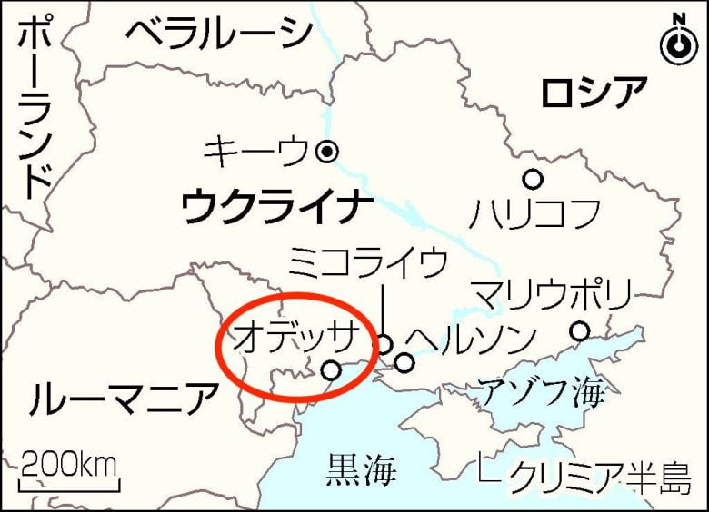 ウクライナ、オデッサの地図
